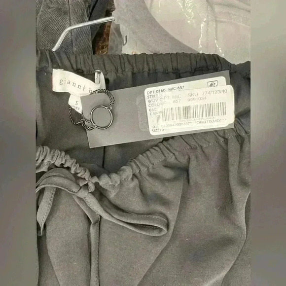 NWT GIANNI BINI WOVEN CANYON Black Quarter Sleeve Top W/ruched Waistband SZ SM - Picture 5 of 7